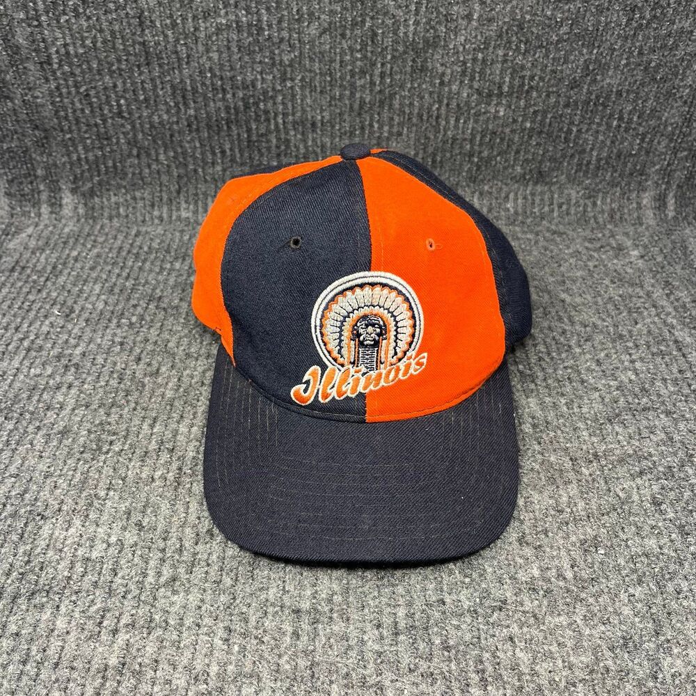 VTG Starter Illinois Fighting Illini Pinwheel SnapBack‎ Hat 100% Wool Chief 90s